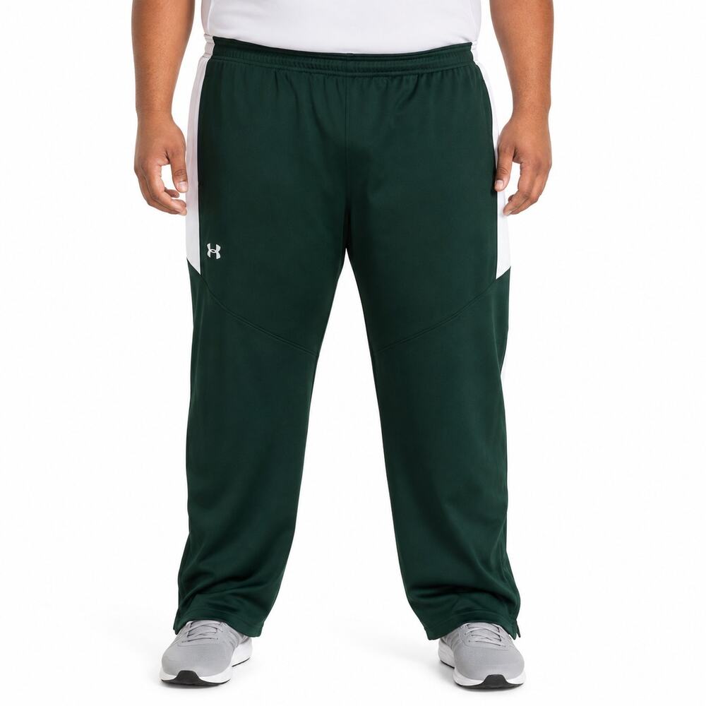 Under Armour Men's Loose Fit Dark Green and White Activewear Pants
